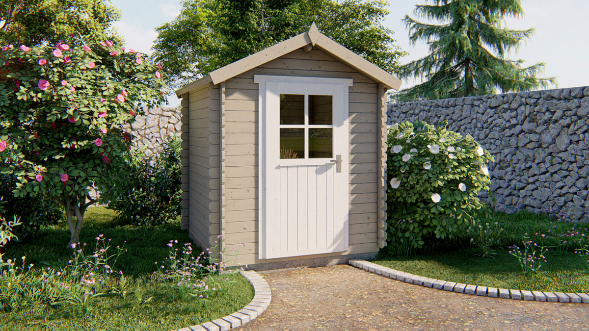 voorbeeld van een klein geschilderd tuinhuisje